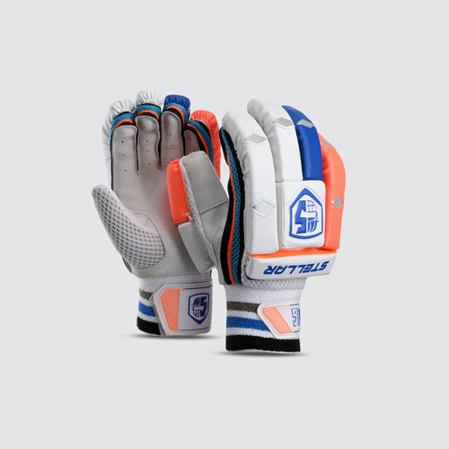 Stellar Batting Gloves - White-Blue-Orange