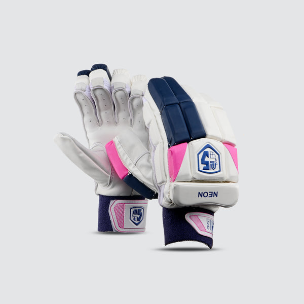 Neon Batting Gloves - White-Blue-Pink Neon Batting Gloves - White-Blue-Pink
