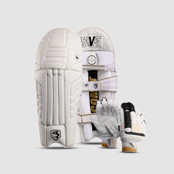 Comet White Pads & Alpha B/W Gloves Combo Comet White Pads & Alpha B/W Gloves Combo