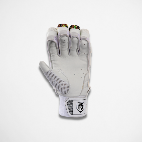 Neon Cricket Batting Gloves - White-Green Camouflage