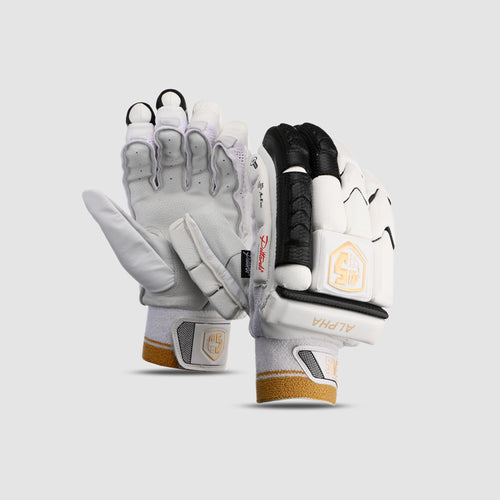 Alpha Batting Gloves - White-Black-Gold